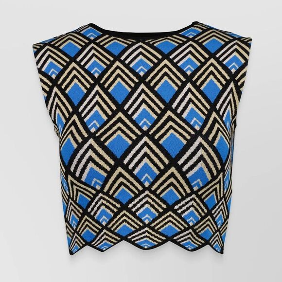 Paco Rabanne Geometric Jacquard Knit Crop Top Size Medium - Picture 2 of 8